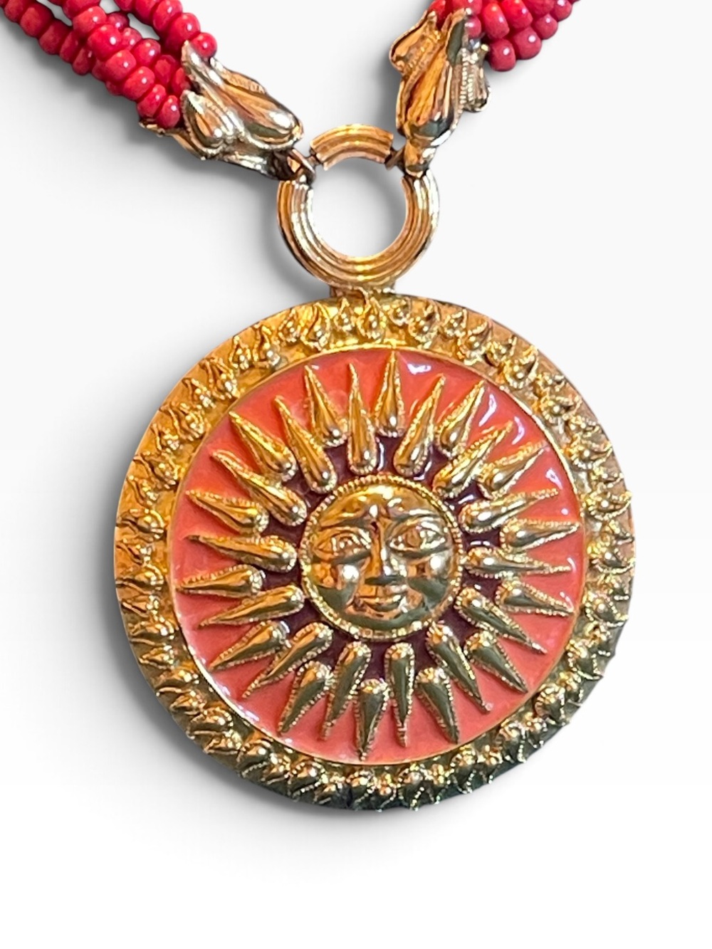 1980’s Bob Mackie Sun Goddess Celestial Medallion Pendant Necklace - Picture 4 of 10